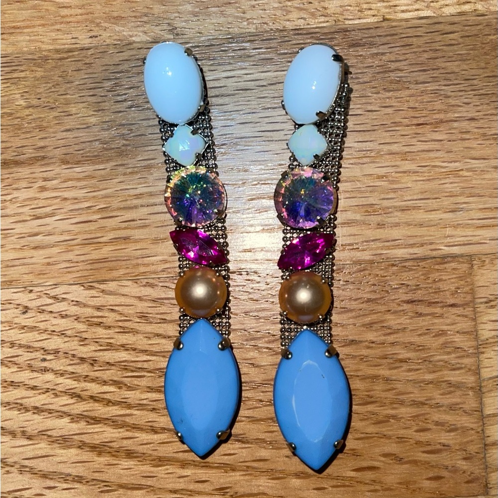 Chic Blue and Pink Drop Earrings